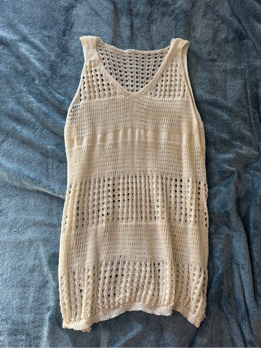 SHEIN Cream Openwork Crochet Tank coverup